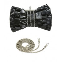 Evening Bag - Ruffled w/ Linear Beads – Black – BG-444MBK